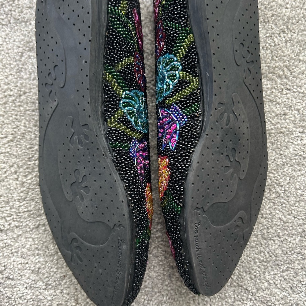 Frankie and Baby by Beverly Feldman Multicolor Beaded Flats Flower and Butterfly - Picture 3 of 3
